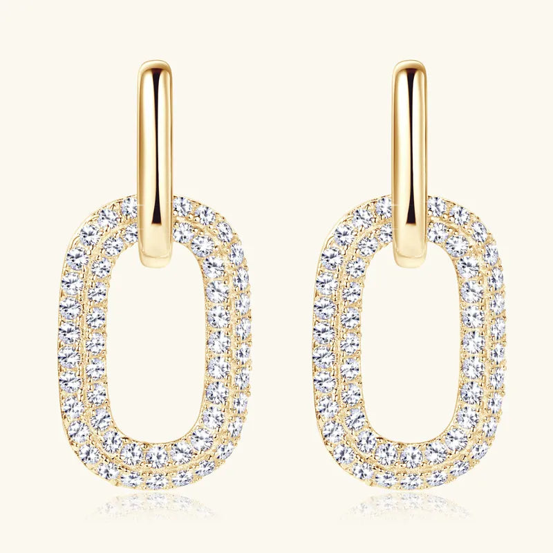 Boucles d'oreilles moissanite 2,16 carats, argent 925