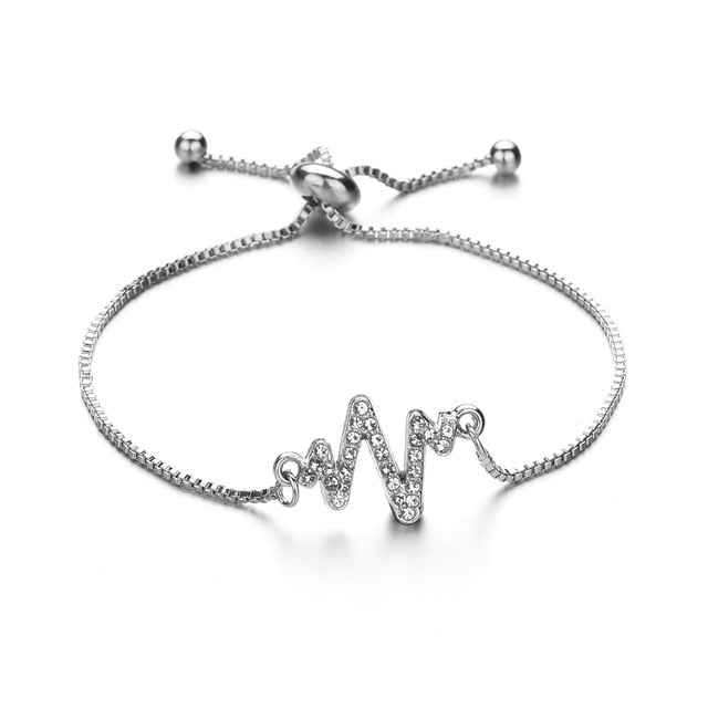 Bracelet infini cristal ajustable, argenté
