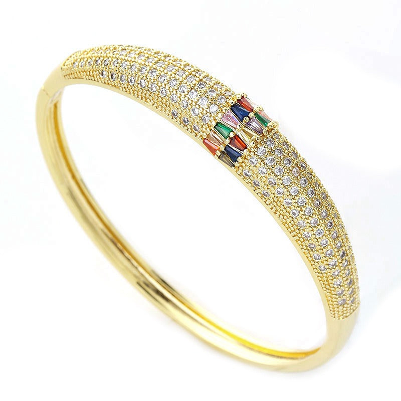Bracelet zircon plaqué inaltérable, cuivre