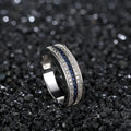 Bague saphir rond zircon, argent 925