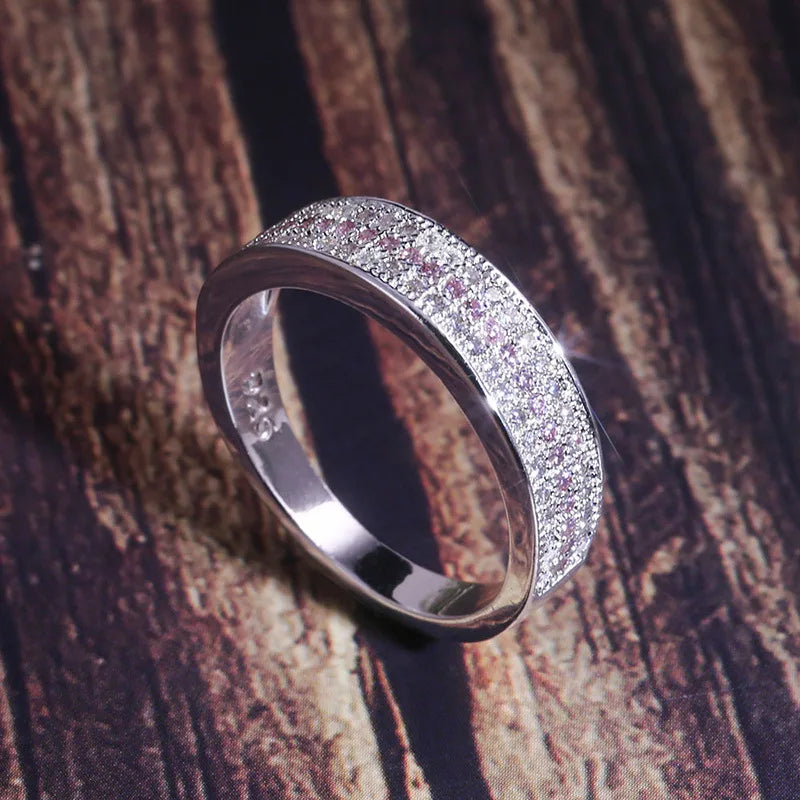 Bague saphir rond zircon, argent 925